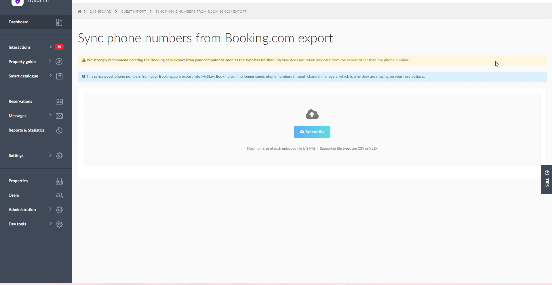 Carga del export en MyAdmin